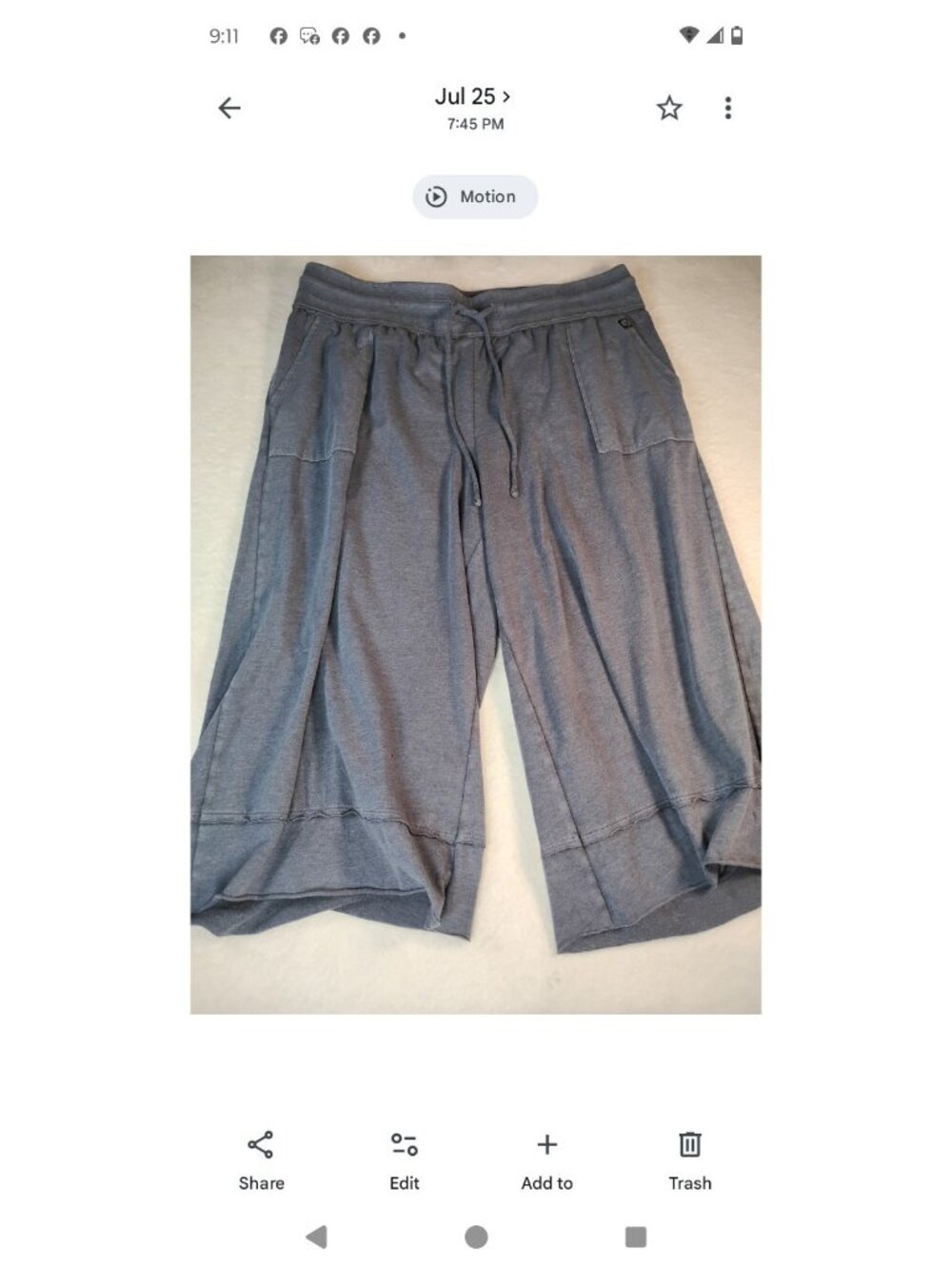 Livi Wide Leg Cropped Sweatpants Palazzo Grunge Stretch 14/16 Navy Blue
